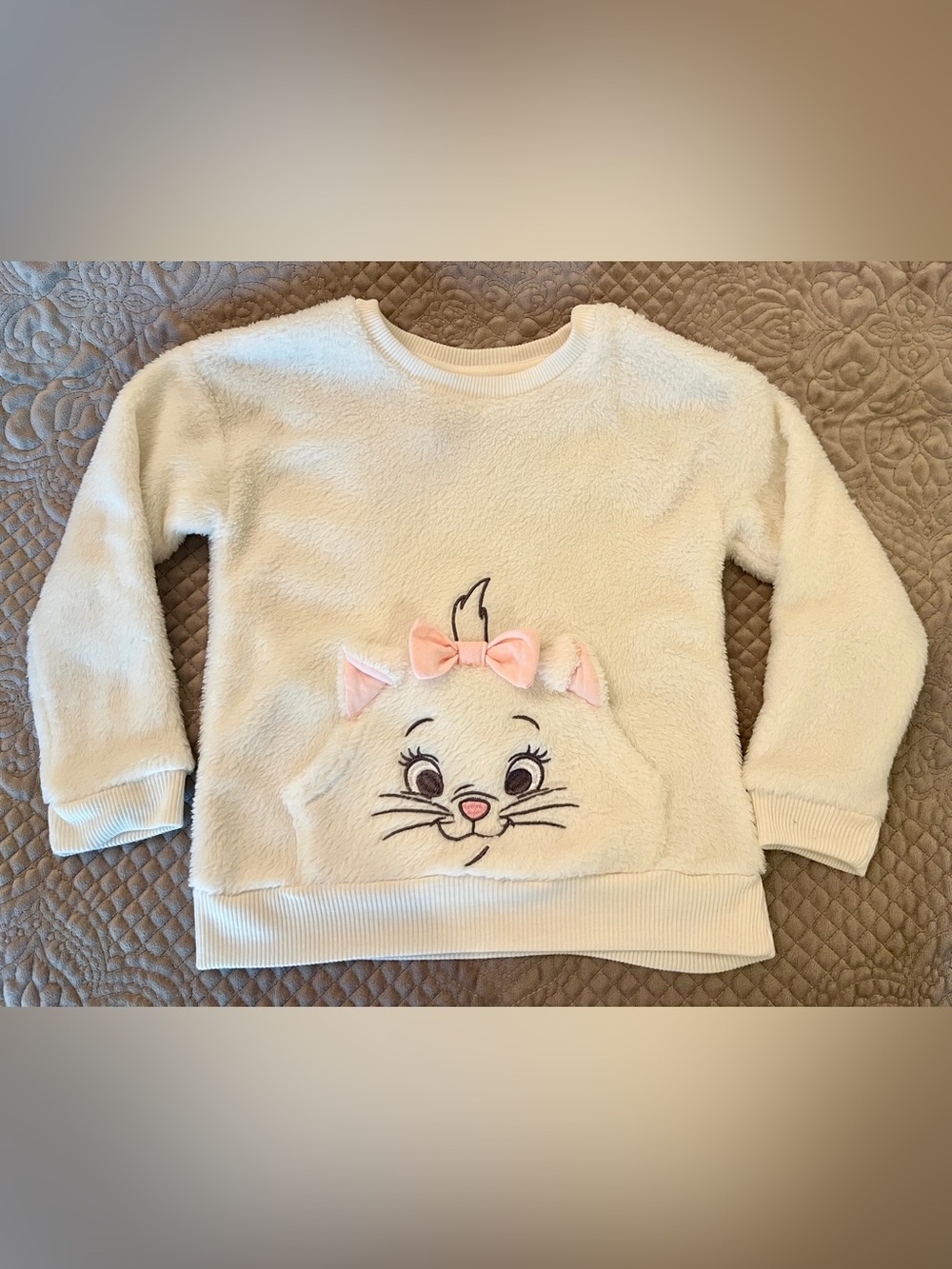Disney Aristocats Sweatshirt with Pink Bow Accent Cat Pocket